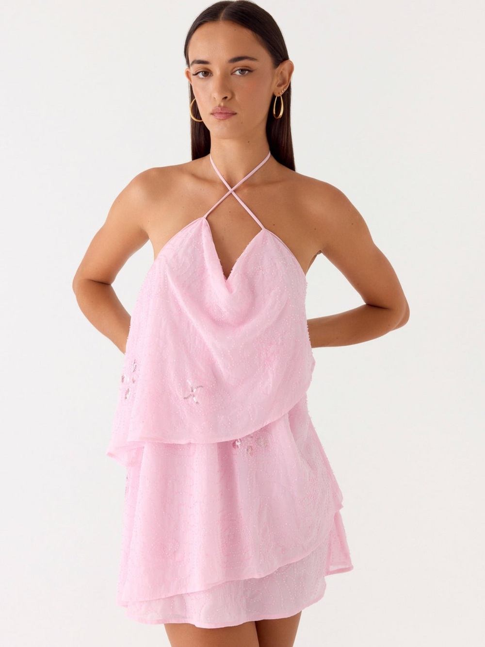 Peppermayo Pink Sequin-Embellished Mini Dress - Picture 1 of 5